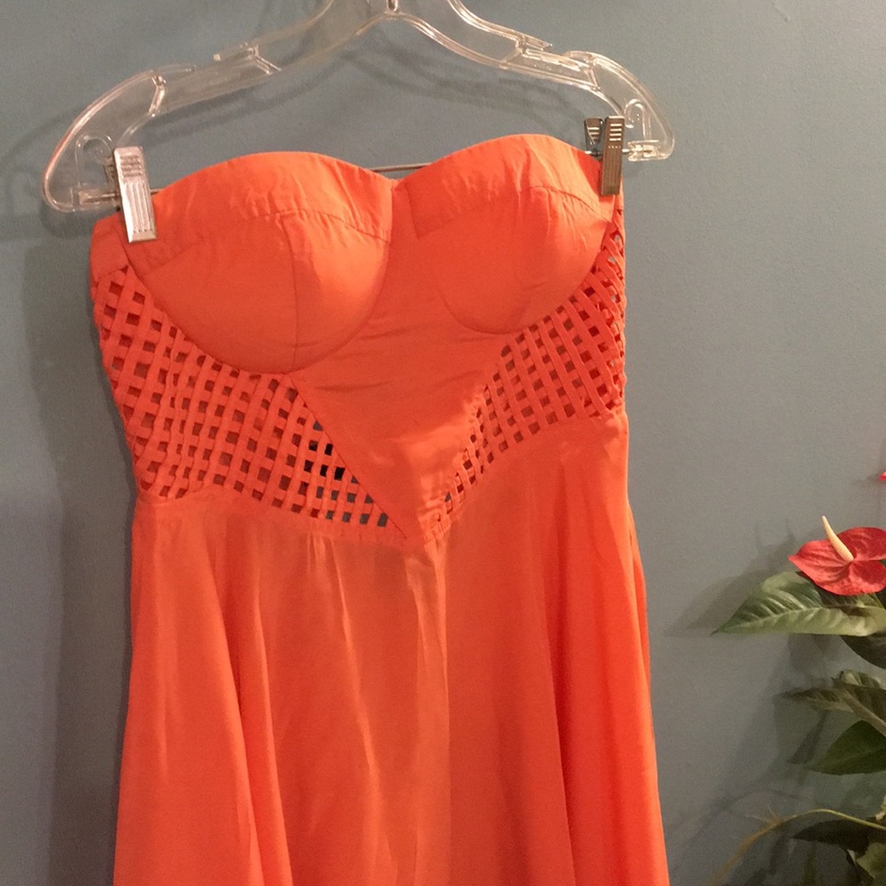 Silky Orange Halter Dress